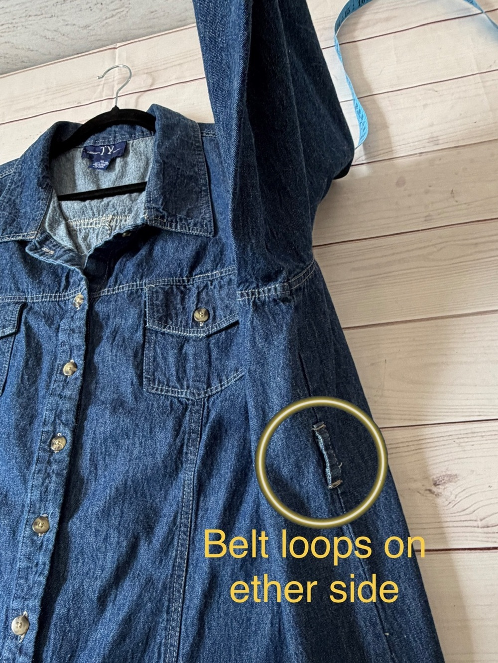 Original TY Wear 3X Denim Maxi Shirt Dress Duster Button Front 100% Cotton - Picture 6 of 7